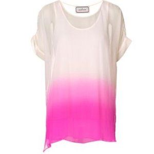NWOT By Malene Birger “Mauda” dip-dye pink/cream Layered Silk Top, Size 38